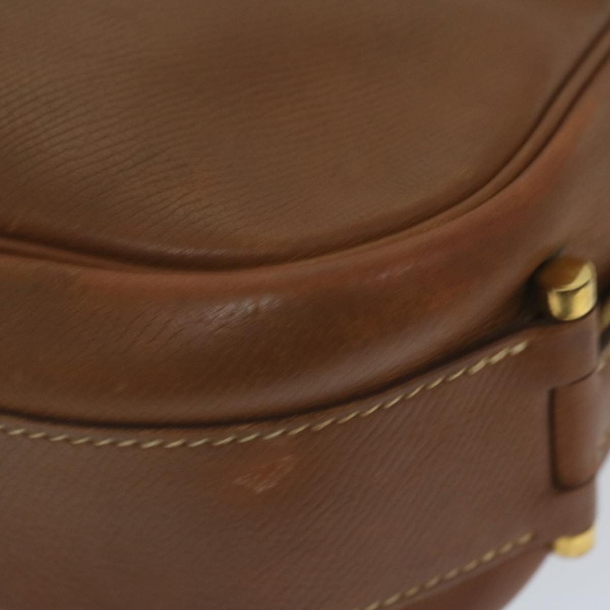 HERMES Noumea Shoulder Bag Leather Brown Auth bs10684