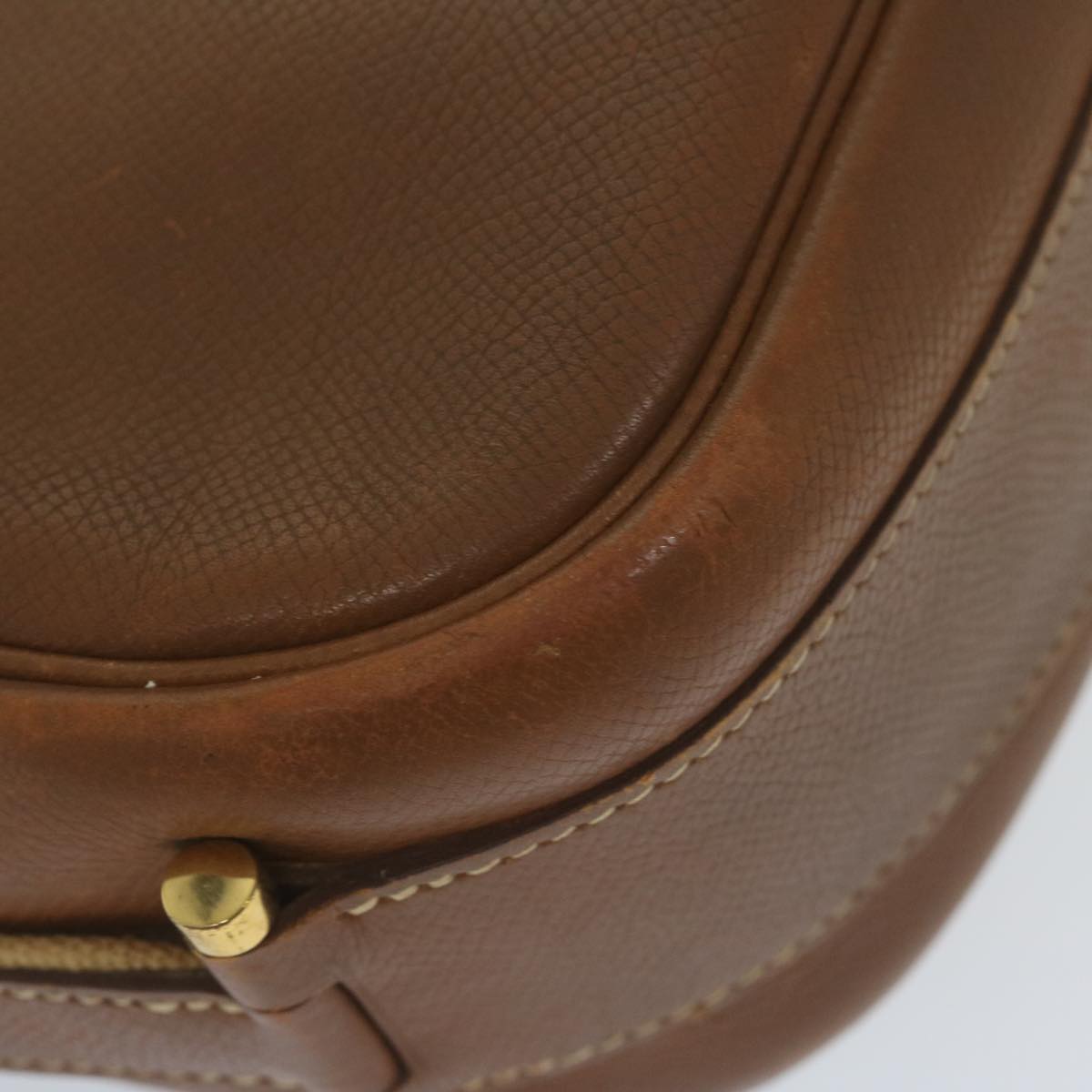 HERMES Noumea Shoulder Bag Leather Brown Auth bs10684