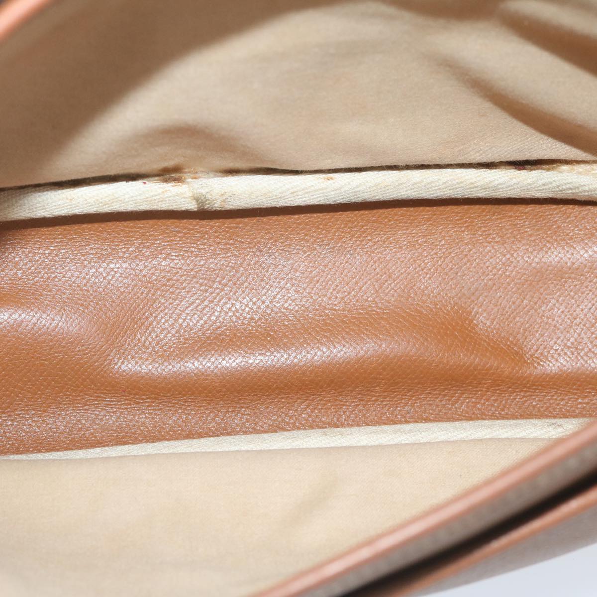 HERMES Noumea Shoulder Bag Leather Brown Auth bs10684