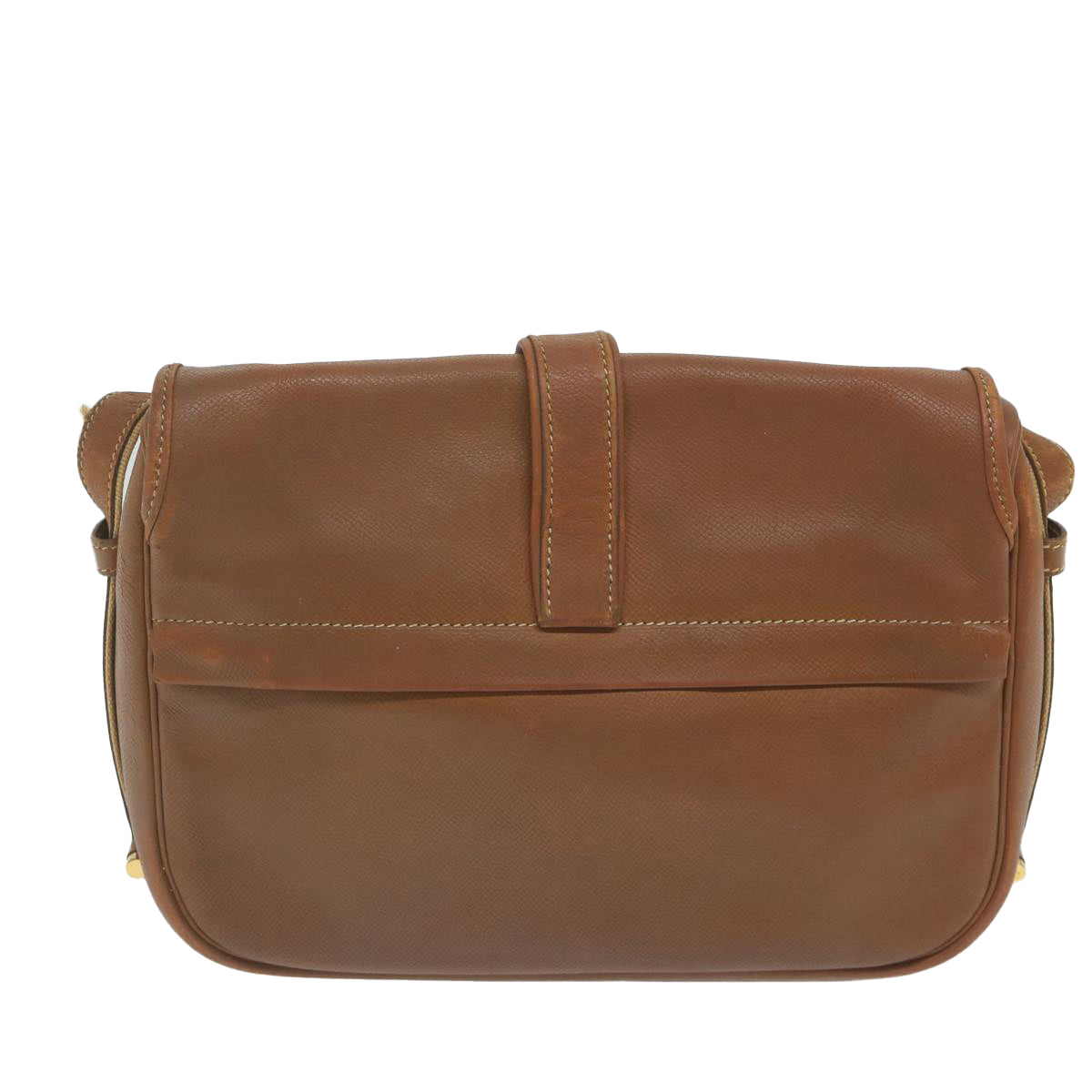 HERMES Noumea Shoulder Bag Leather Brown Auth bs10684