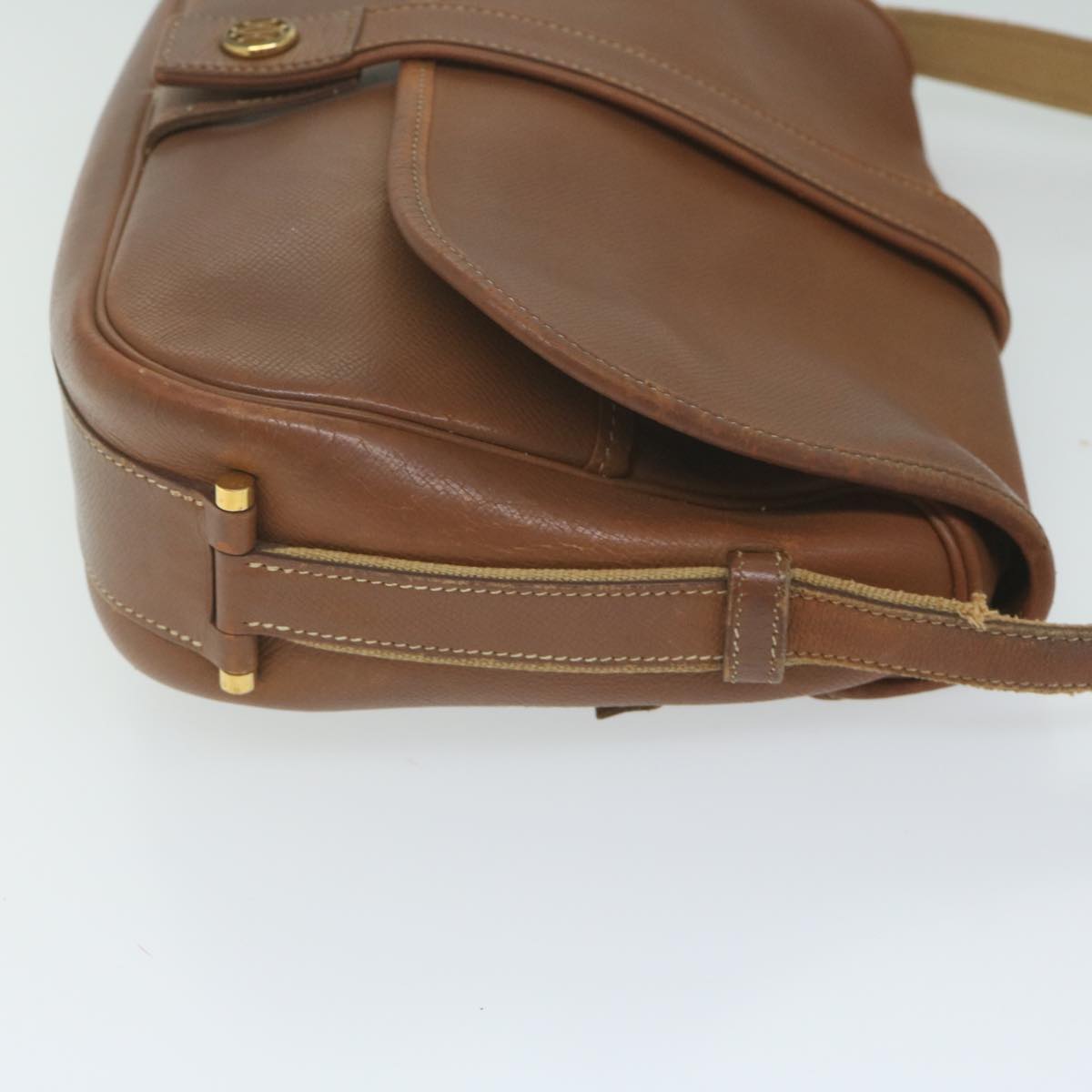 HERMES Noumea Shoulder Bag Leather Brown Auth bs10684