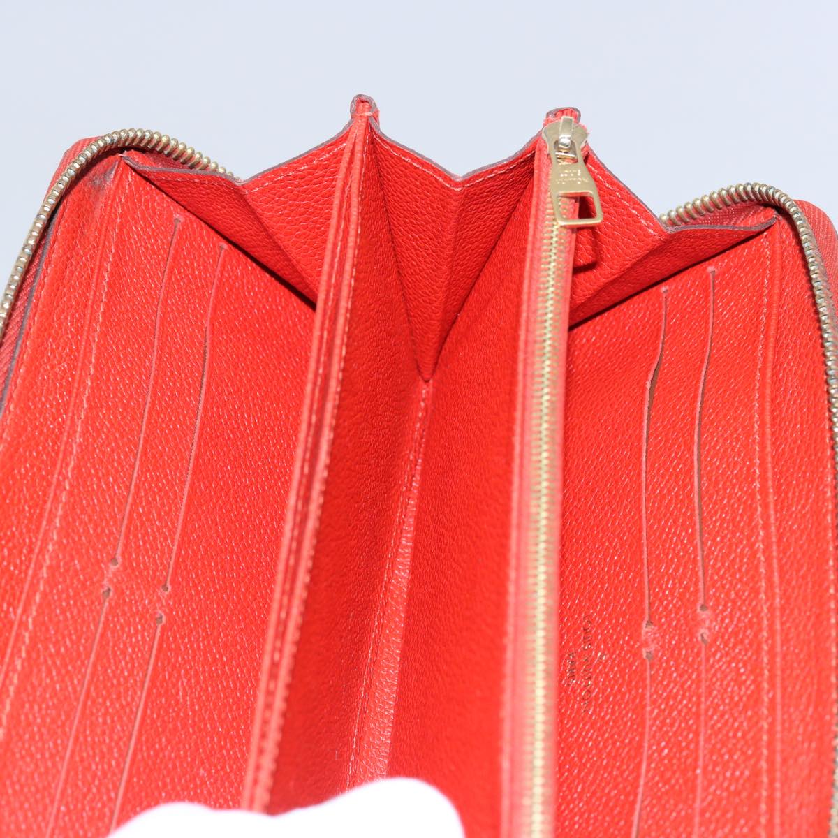 LOUIS VUITTON Monogram Empreinte Zippy Wallet Red M63691 LV Auth bs10719