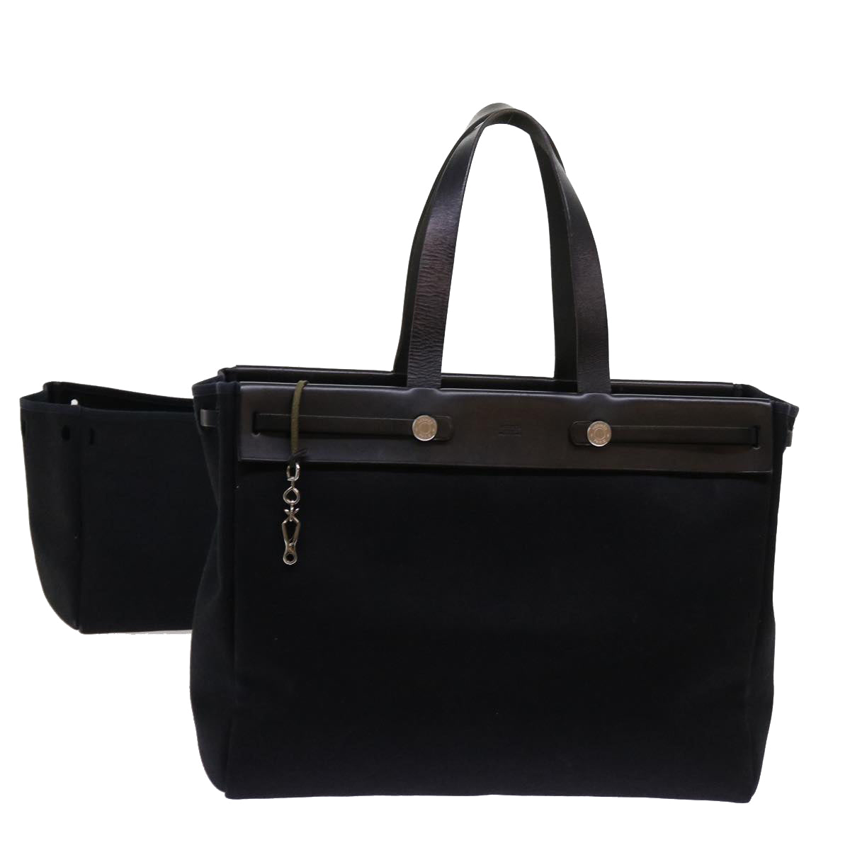 HERMES Herbag Cabas GM Tote Bag Canvas Black Auth bs10921