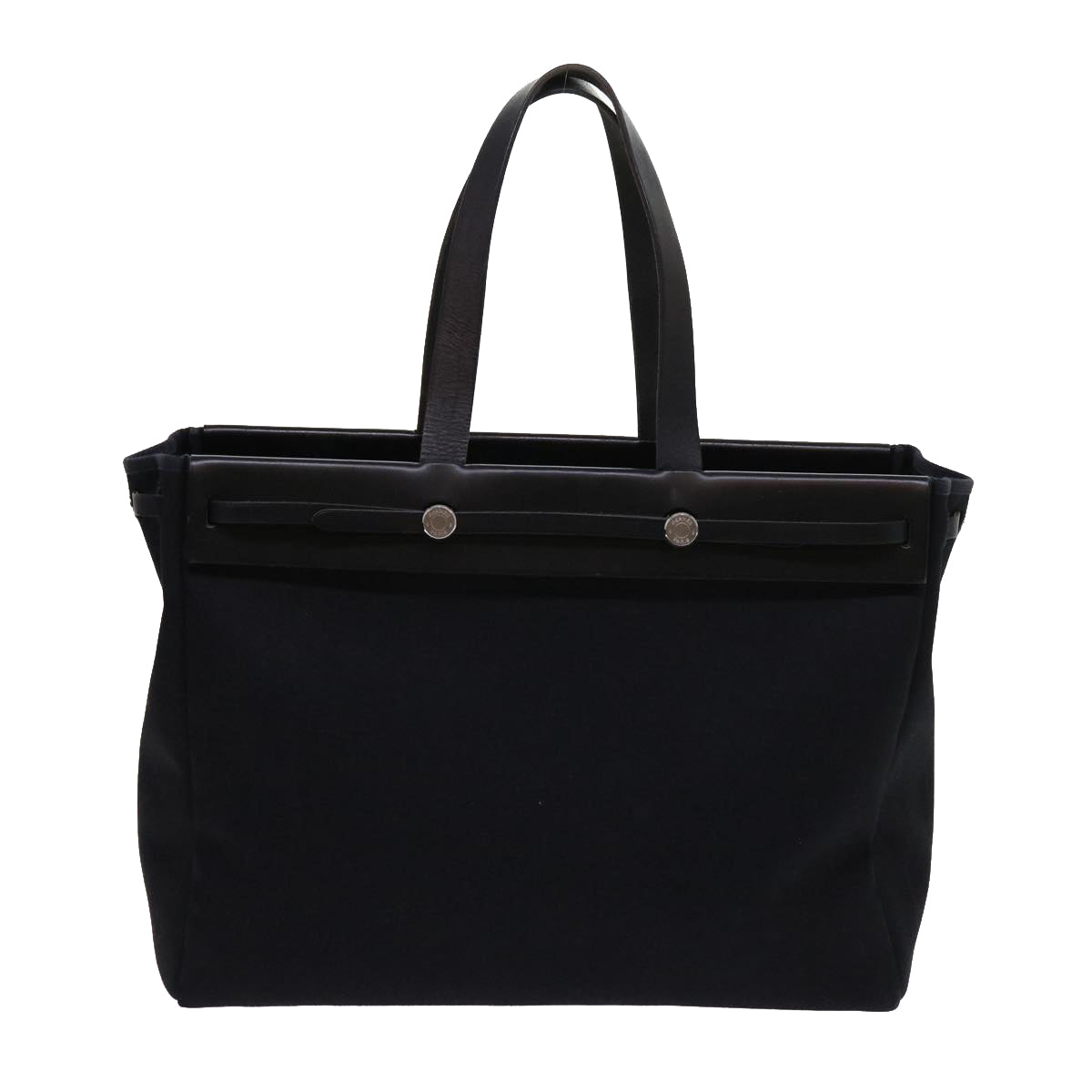 HERMES Herbag Cabas GM Tote Bag Canvas Black Auth bs10921
