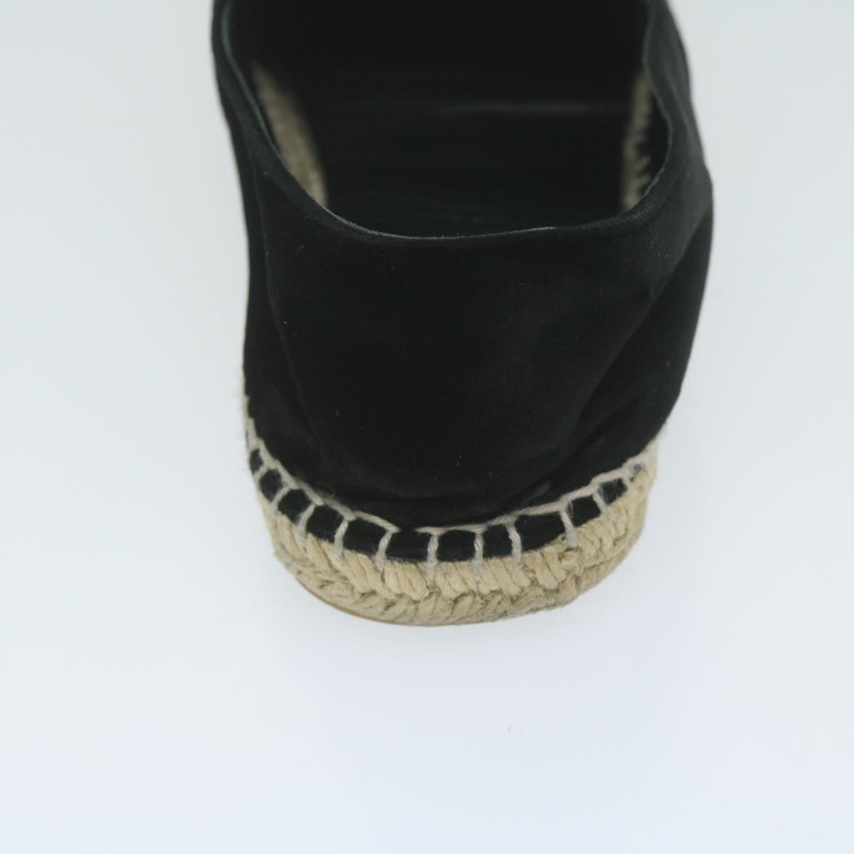 CHANEL Pumps Shoes Velor 38 Black CC Auth bs10973