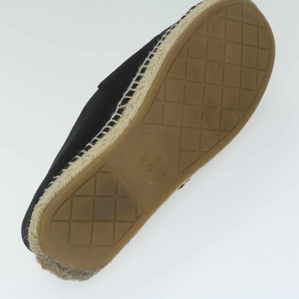 CHANEL Pumps Shoes Velor 38 Black CC Auth bs10973
