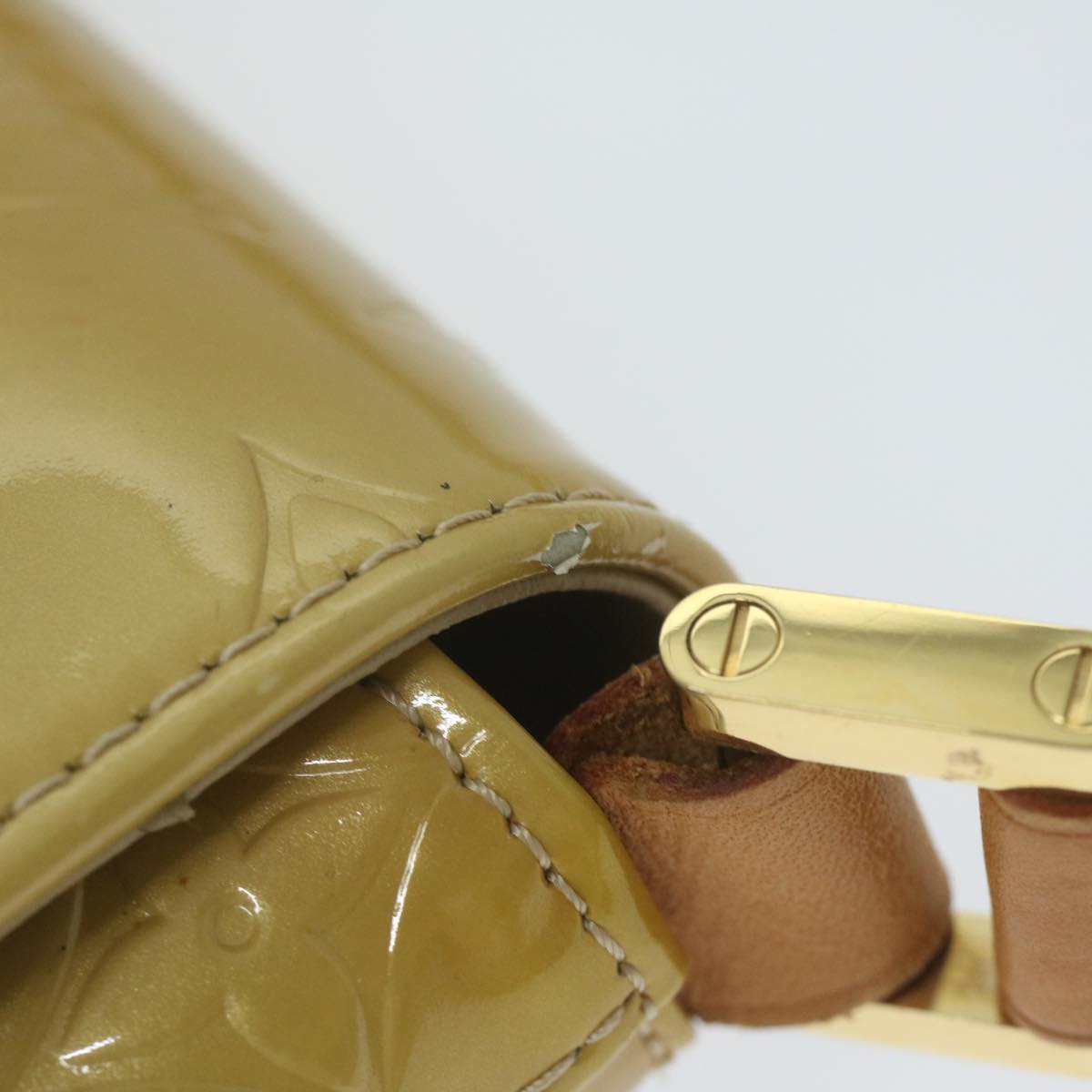 LOUIS VUITTON Monogram Vernis Thompson Street Bag Beige M91301 LV Auth bs11055