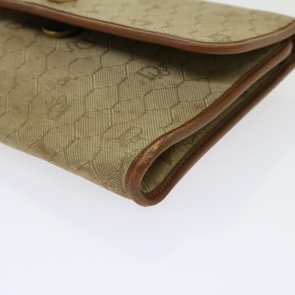 Christian Dior Trotter Canvas Pouch 2 Set Brown Beige Auth bs11092