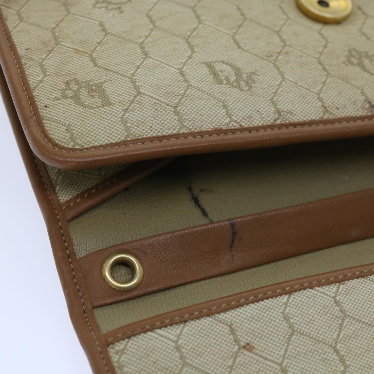 Christian Dior Trotter Canvas Pouch 2 Set Brown Beige Auth bs11092