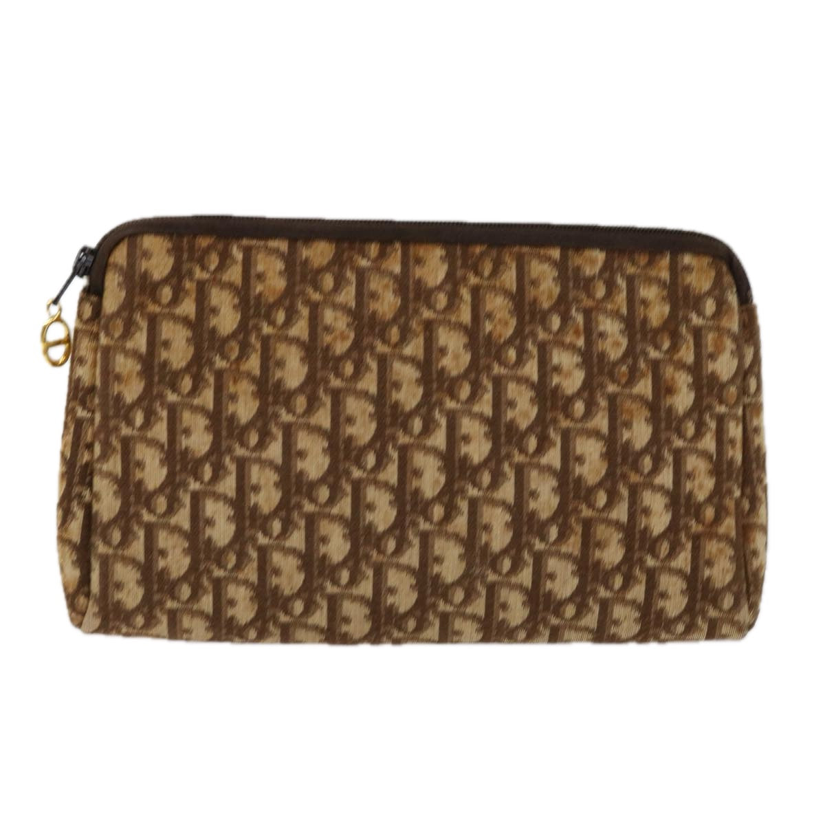 Christian Dior Trotter Canvas Pouch 2 Set Brown Beige Auth bs11092