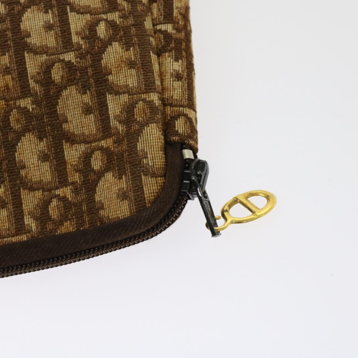 Christian Dior Trotter Canvas Pouch 2 Set Brown Beige Auth bs11092