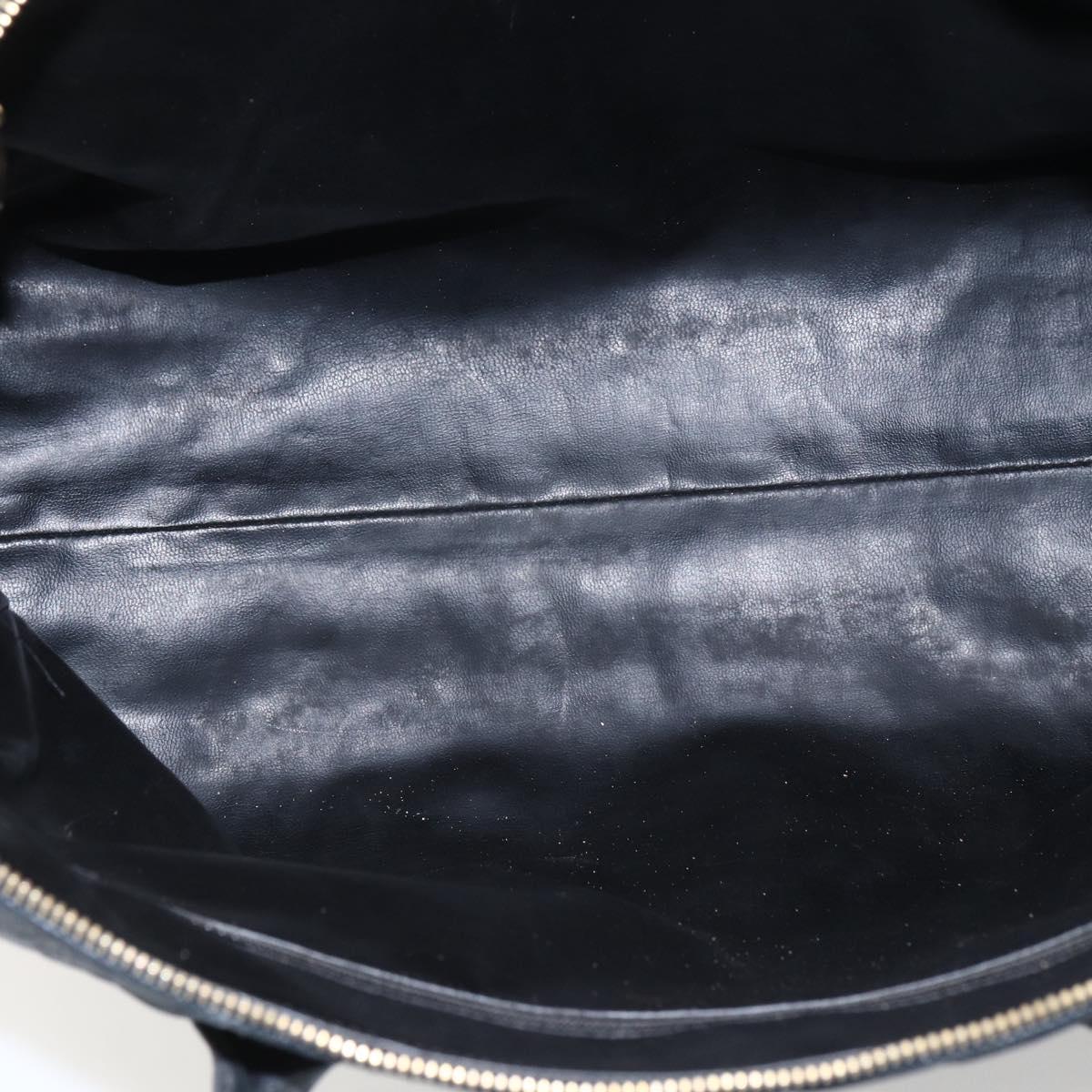 CHANEL Hand Bag Lamb Skin Black Gold CC Auth bs11142