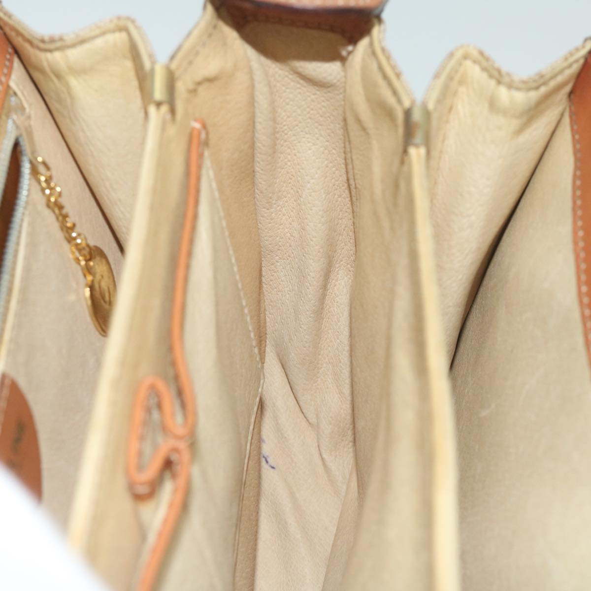 CELINE Macadam Canvas Hand Bag Beige Auth bs11411