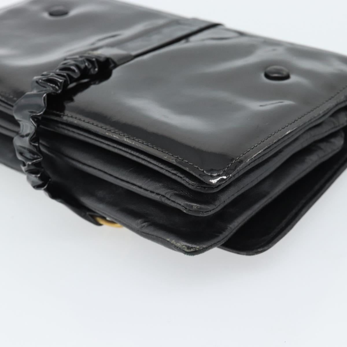 CELINE Shoulder Bag Patent leather Black Auth bs11429