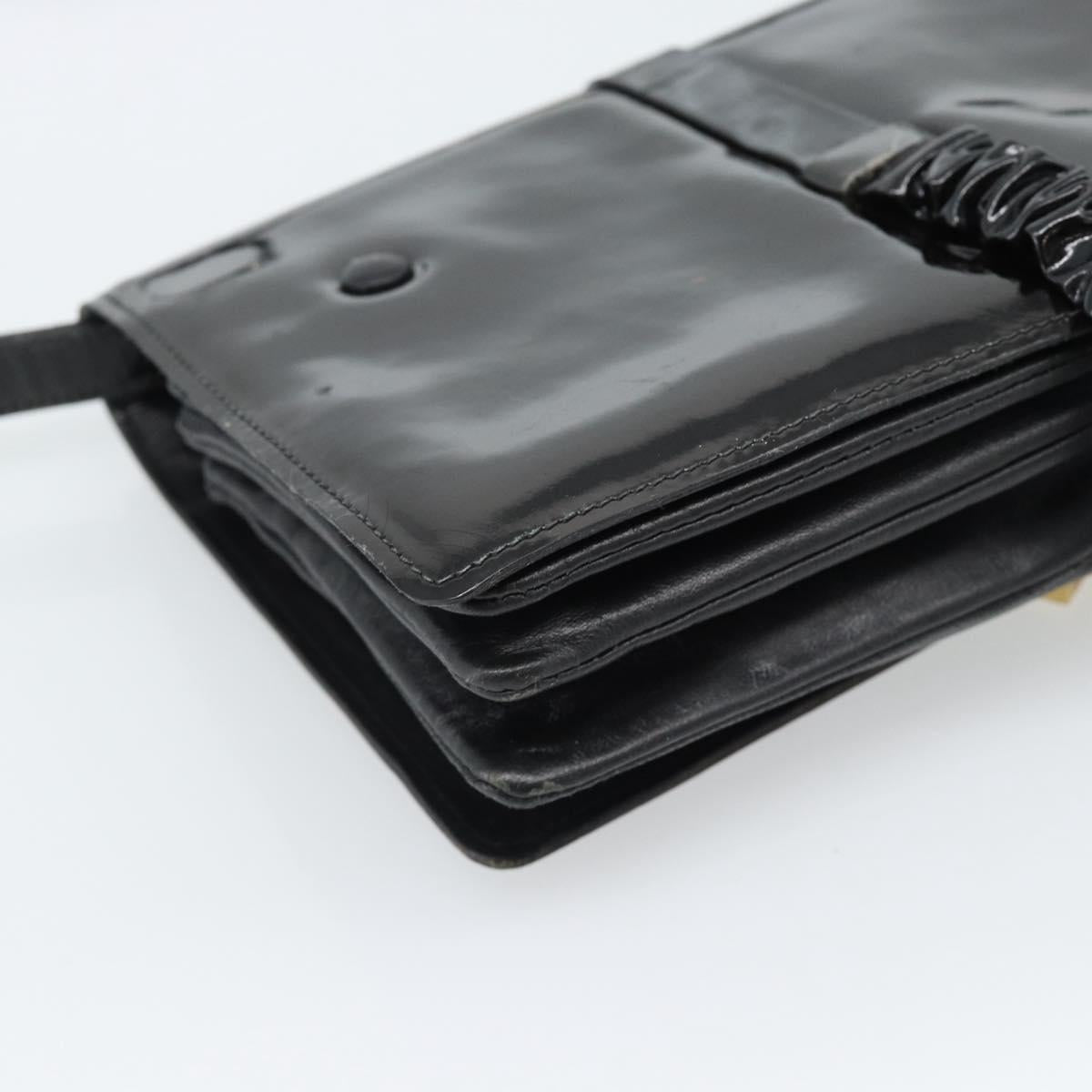 CELINE Shoulder Bag Patent leather Black Auth bs11429