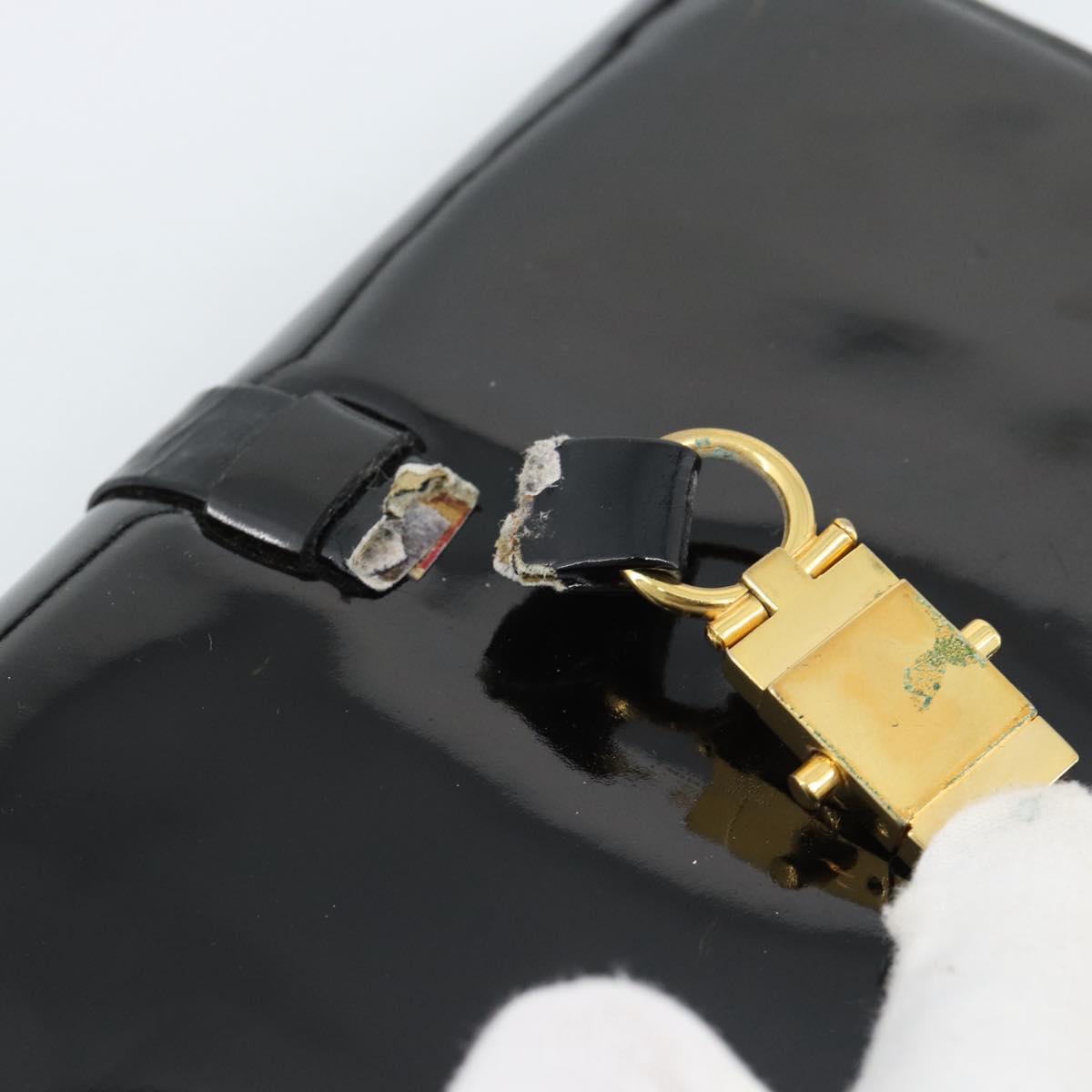 CELINE Shoulder Bag Patent leather Black Auth bs11429