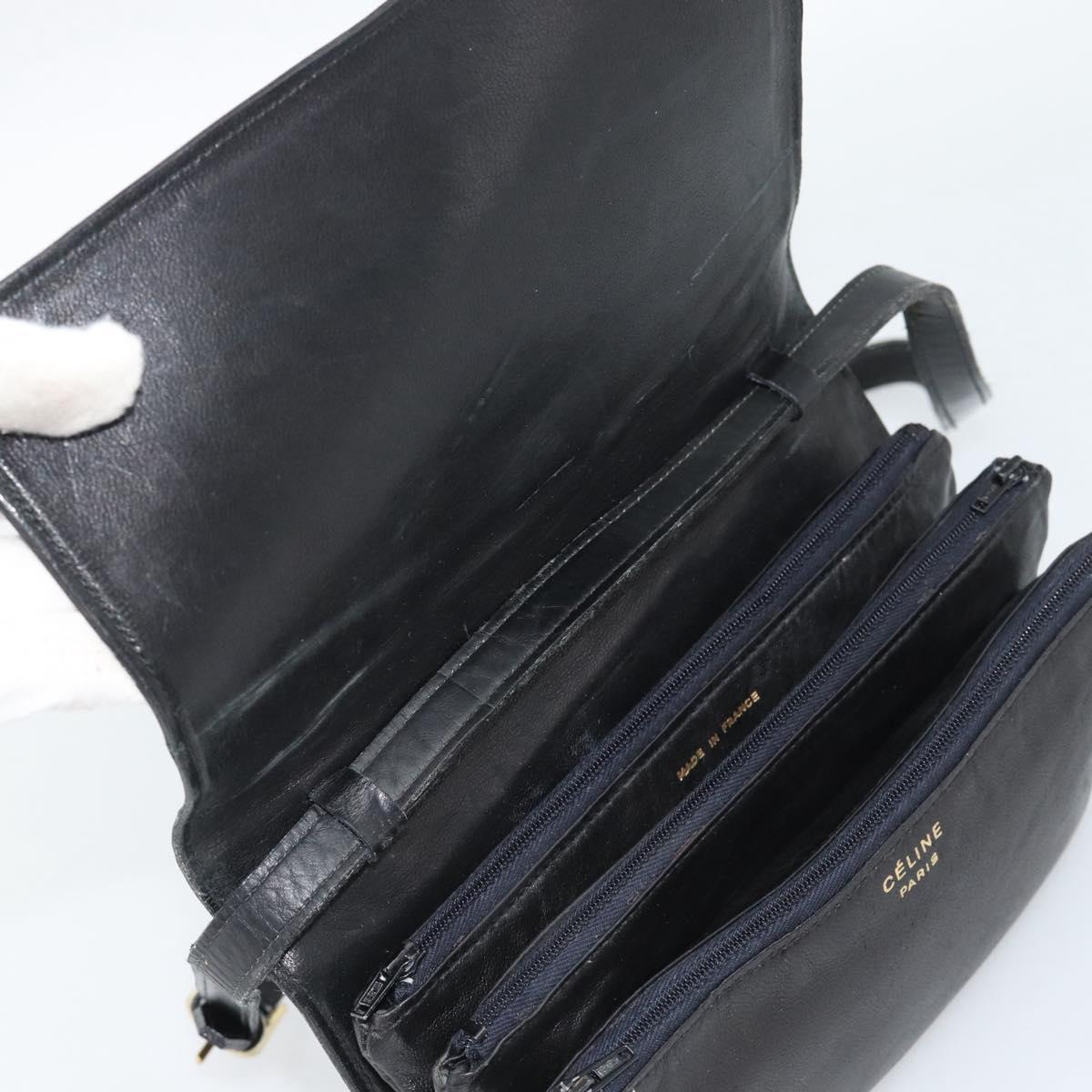 CELINE Shoulder Bag Patent leather Black Auth bs11429