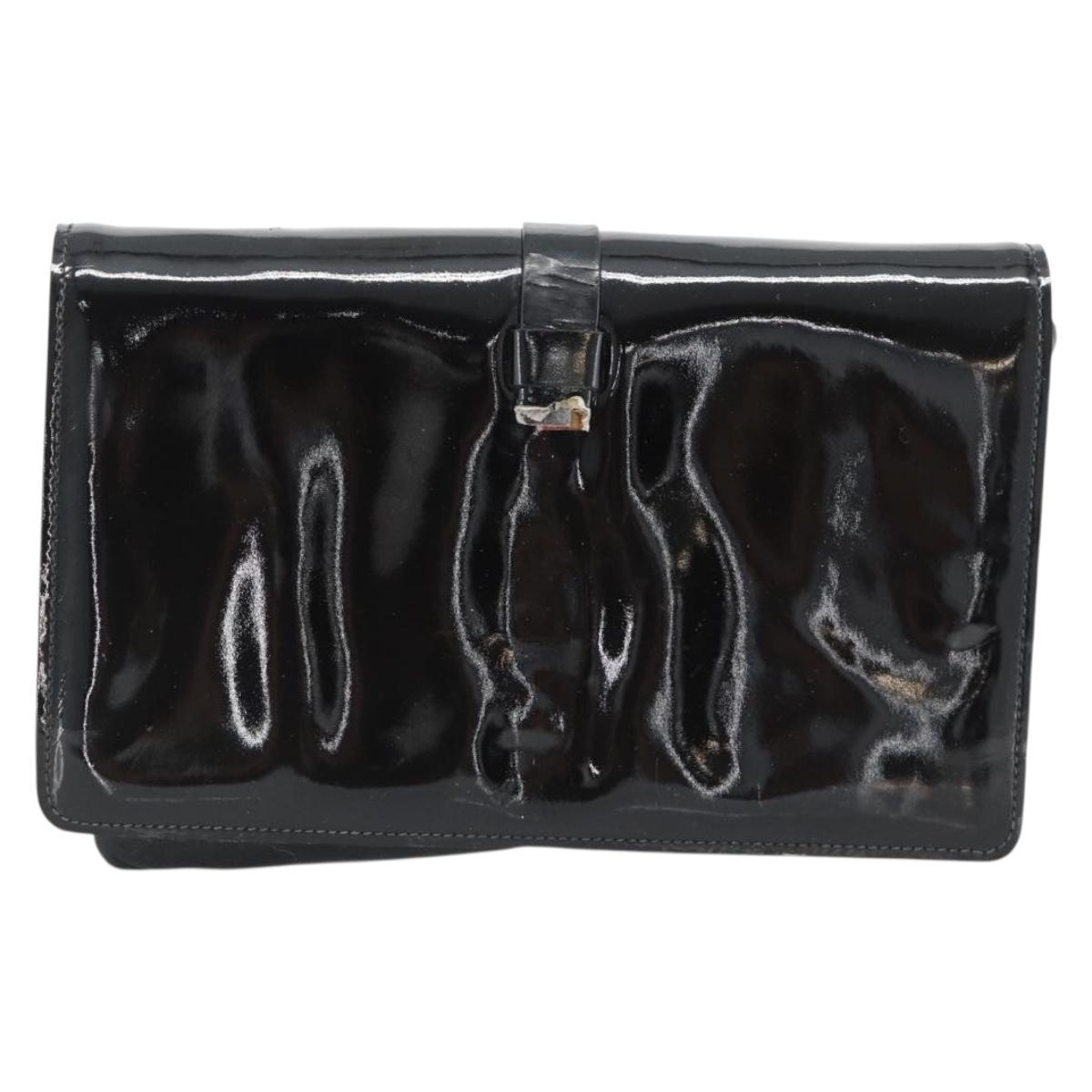 CELINE Shoulder Bag Patent leather Black Auth bs11429