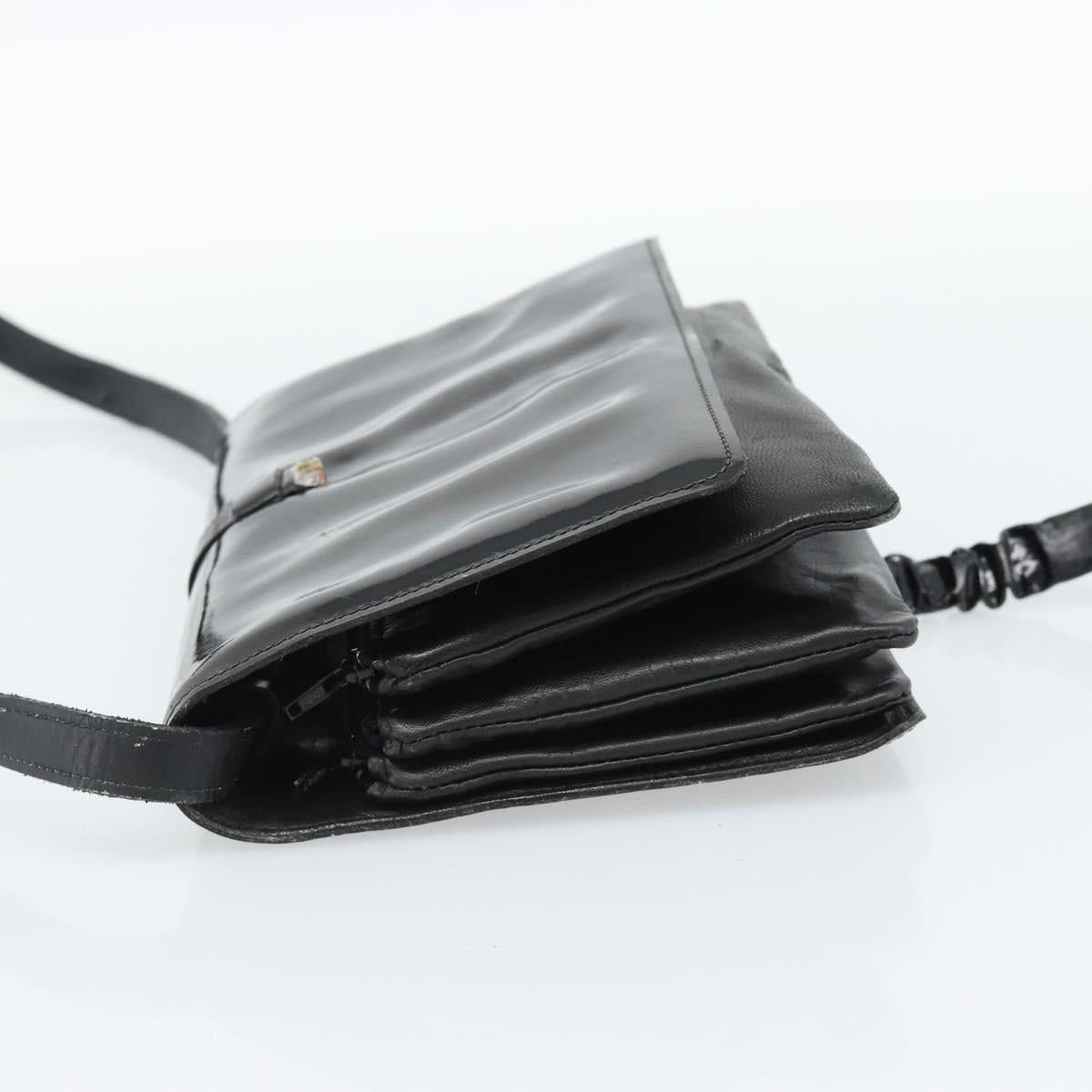 CELINE Shoulder Bag Patent leather Black Auth bs11429