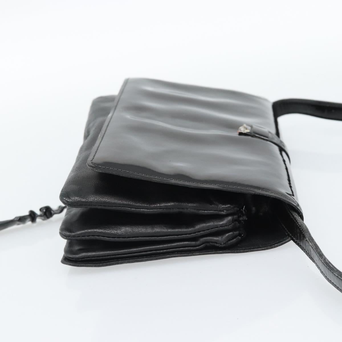 CELINE Shoulder Bag Patent leather Black Auth bs11429