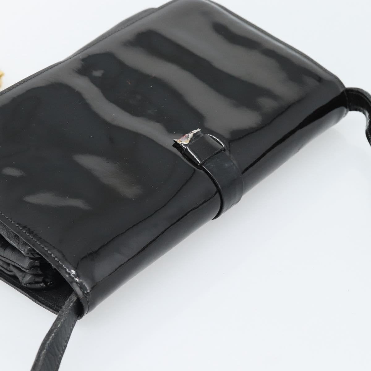 CELINE Shoulder Bag Patent leather Black Auth bs11429