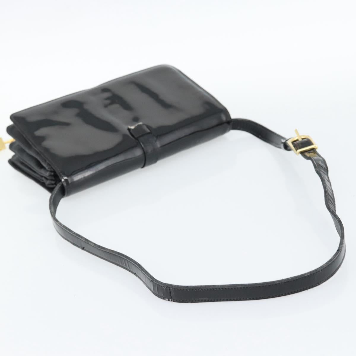 CELINE Shoulder Bag Patent leather Black Auth bs11429
