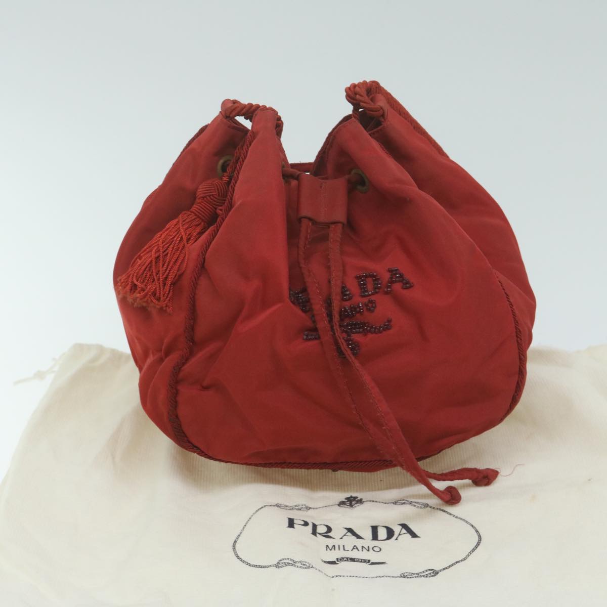 PRADA Shoulder Bag Nylon Red Auth bs11552