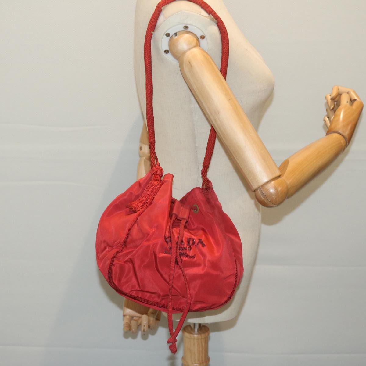 PRADA Shoulder Bag Nylon Red Auth bs11552