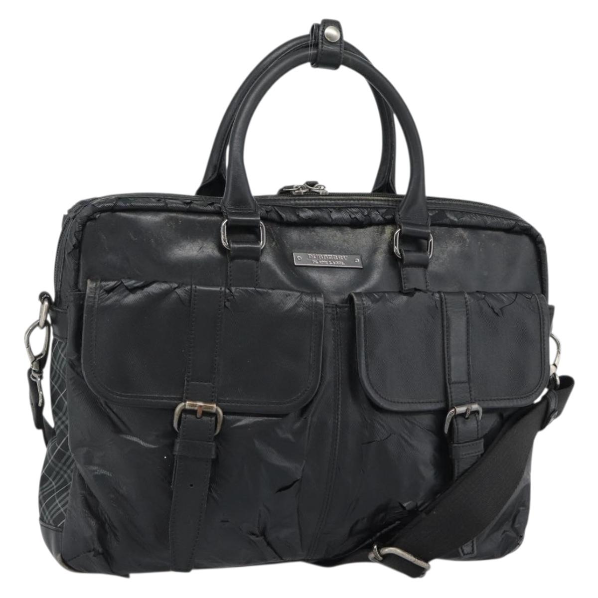 Burberrys Shoulder Bag Leather Black Auth bs11672