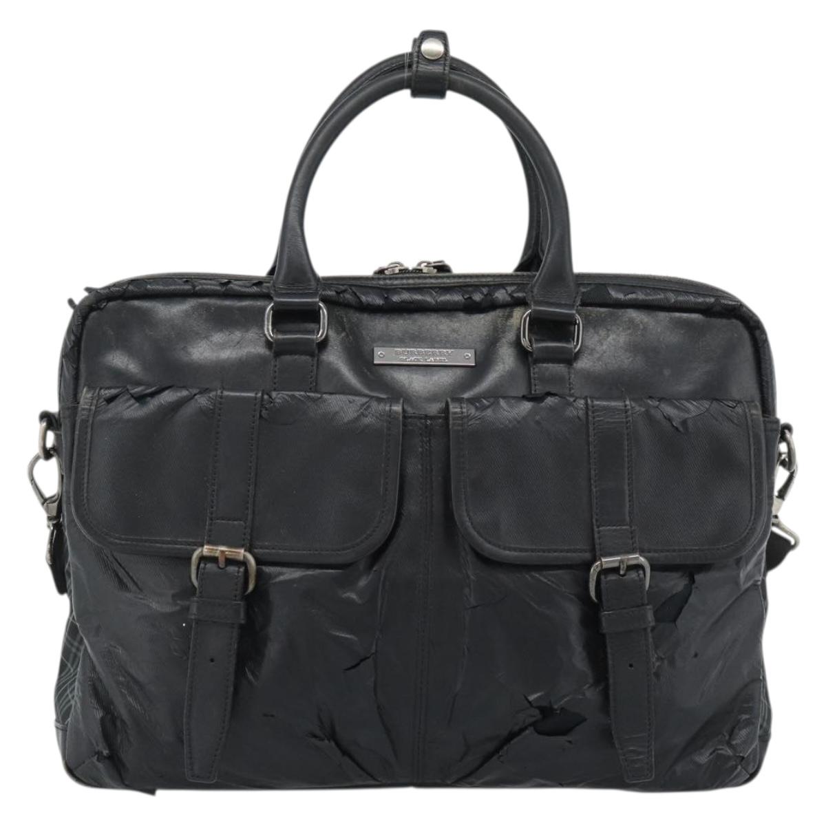 Burberrys Shoulder Bag Leather Black Auth bs11672