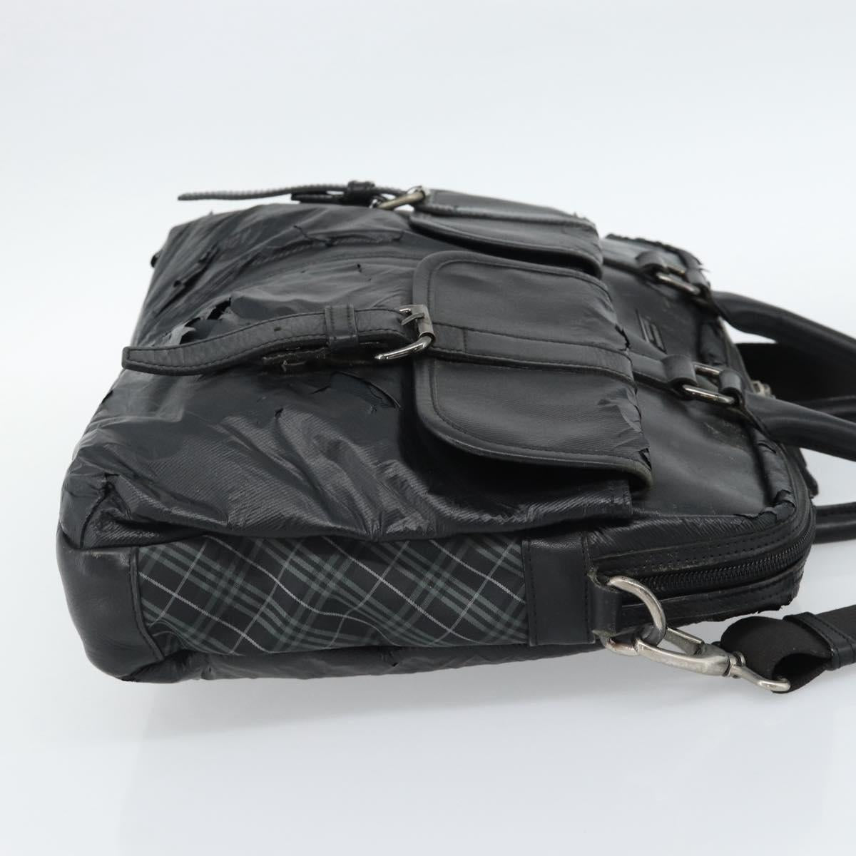 Burberrys Shoulder Bag Leather Black Auth bs11672