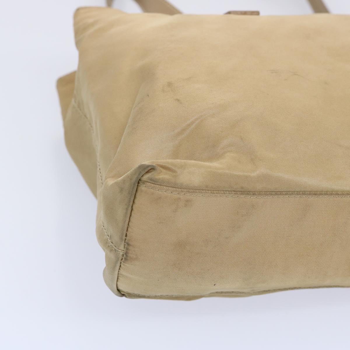 PRADA Tote Bag Nylon Beige Auth bs11689