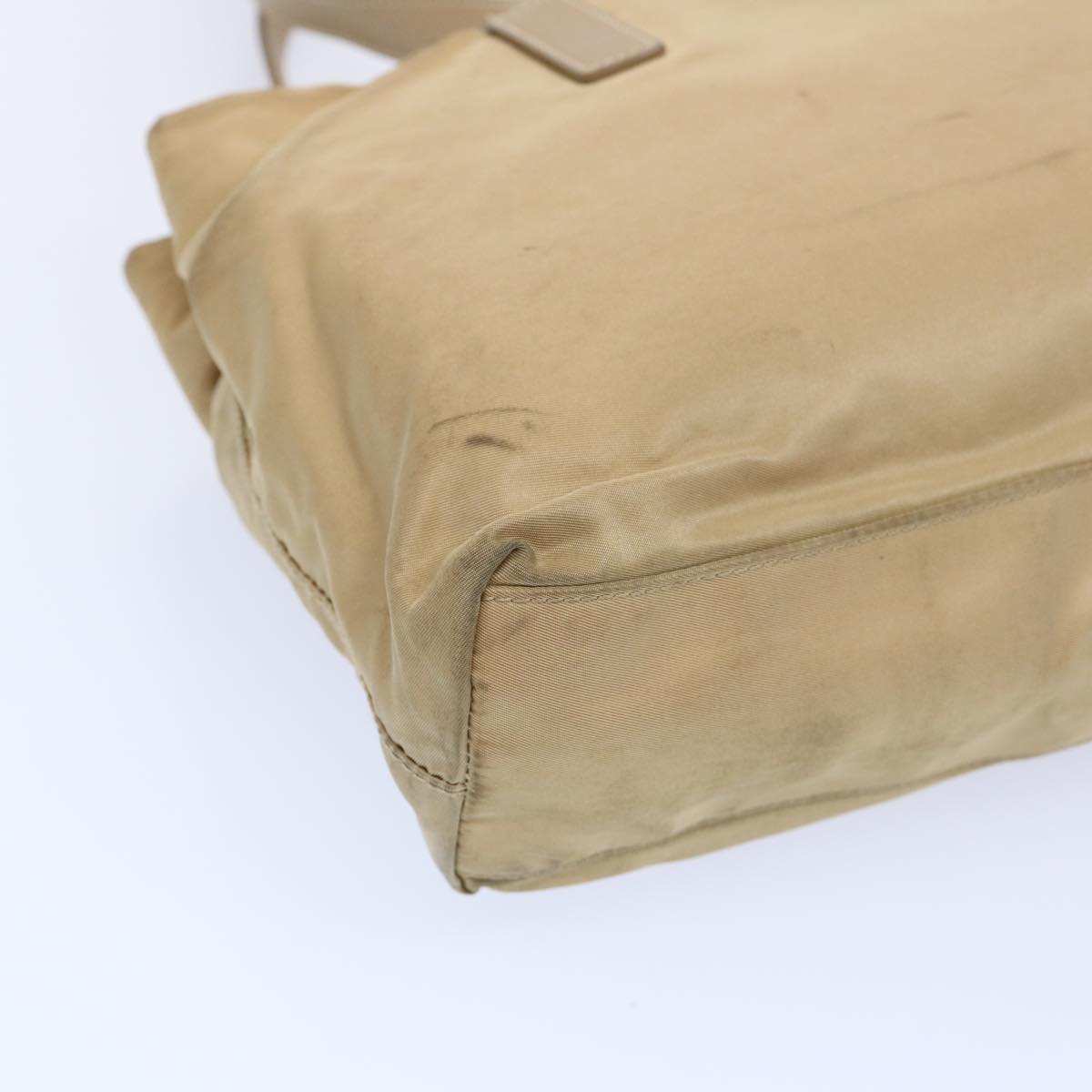 PRADA Tote Bag Nylon Beige Auth bs11689