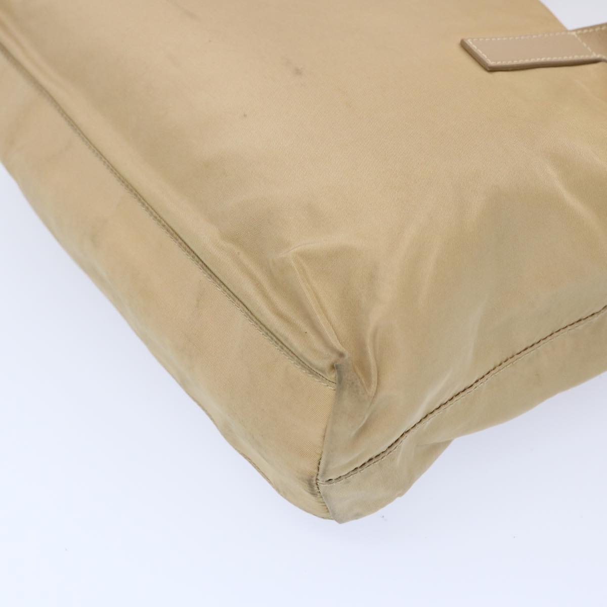 PRADA Tote Bag Nylon Beige Auth bs11689