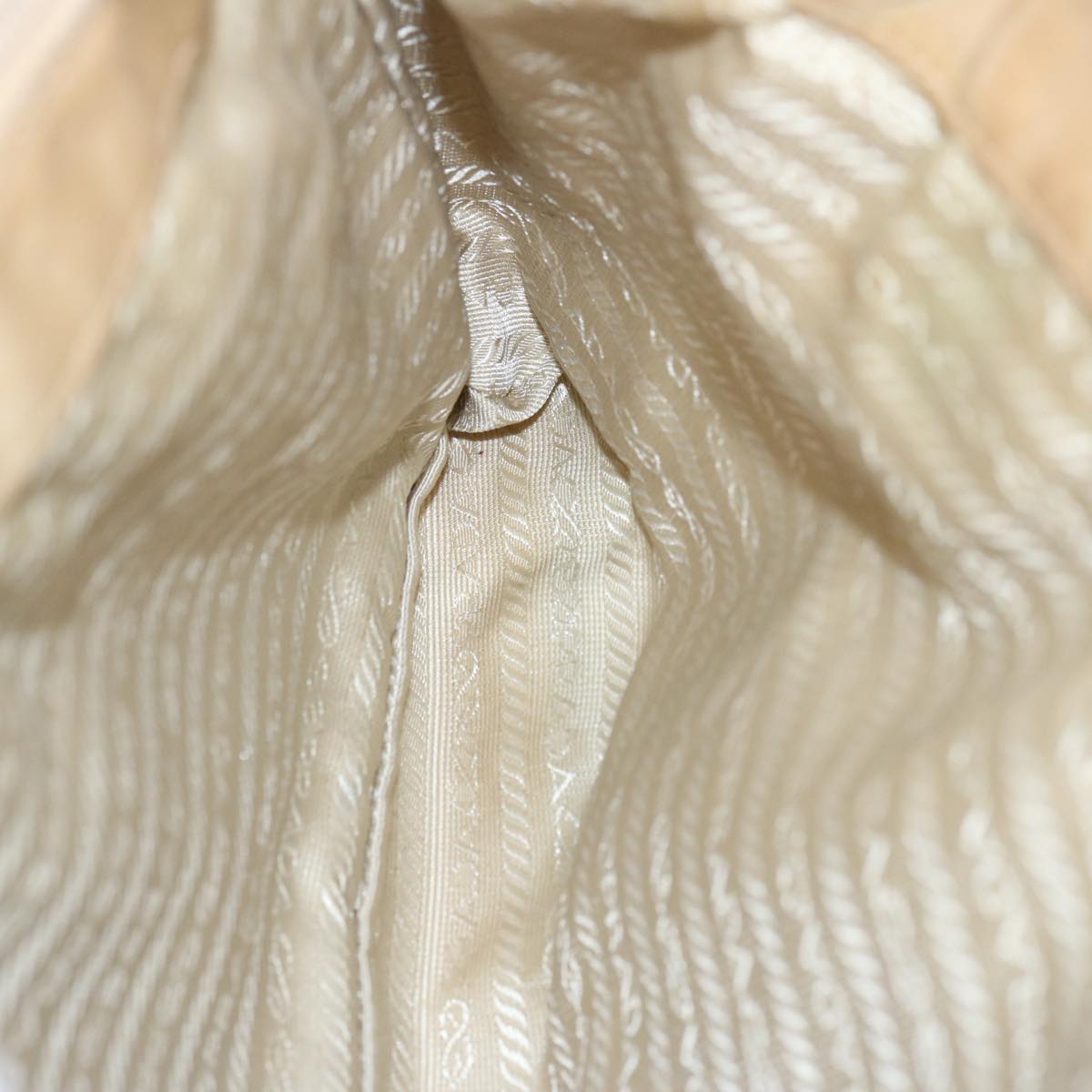 PRADA Tote Bag Nylon Beige Auth bs11689