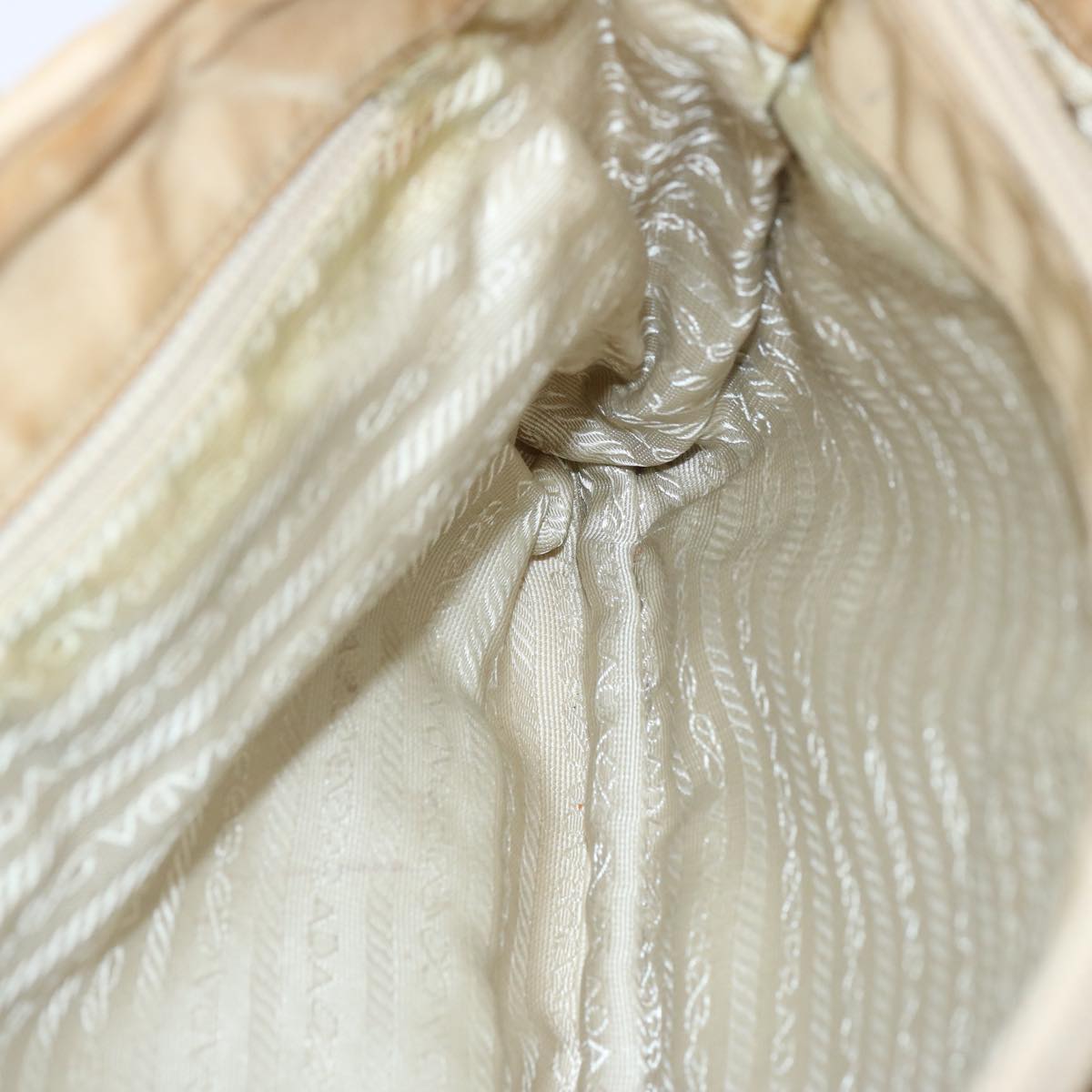 PRADA Tote Bag Nylon Beige Auth bs11689