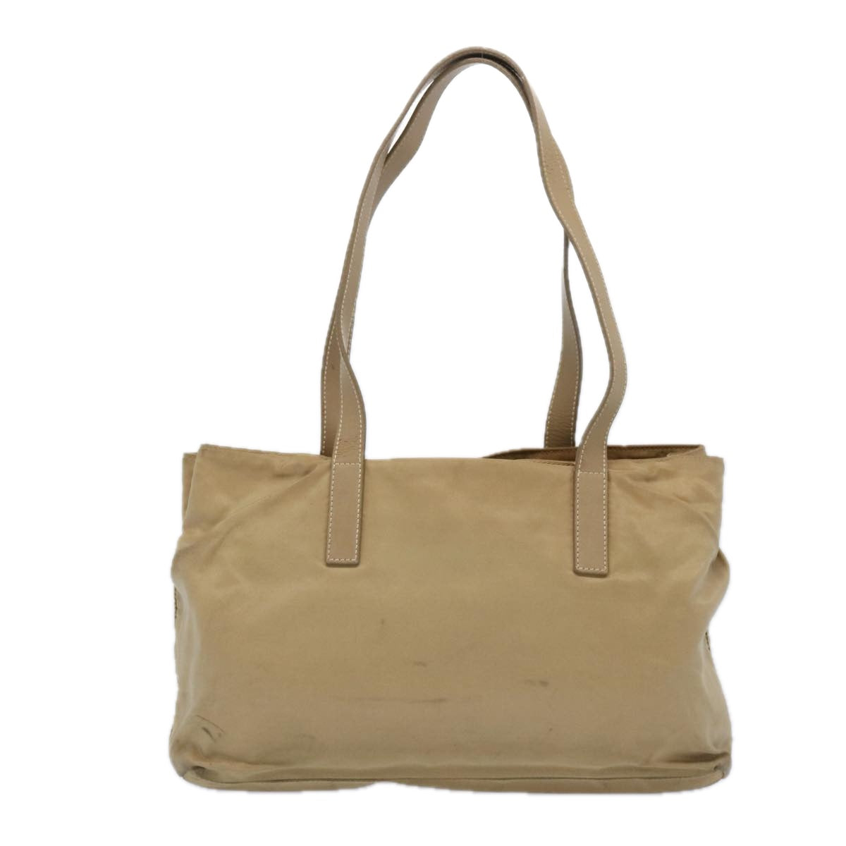 PRADA Tote Bag Nylon Beige Auth bs11689