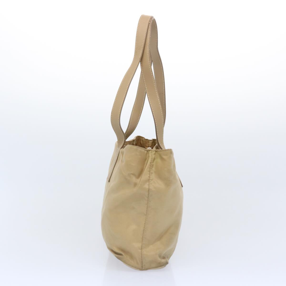 PRADA Tote Bag Nylon Beige Auth bs11689