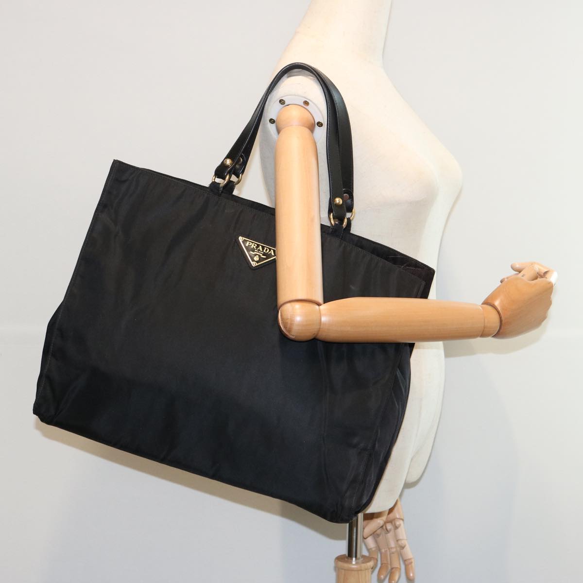 PRADA Tote Bag Nylon Black Auth bs11691