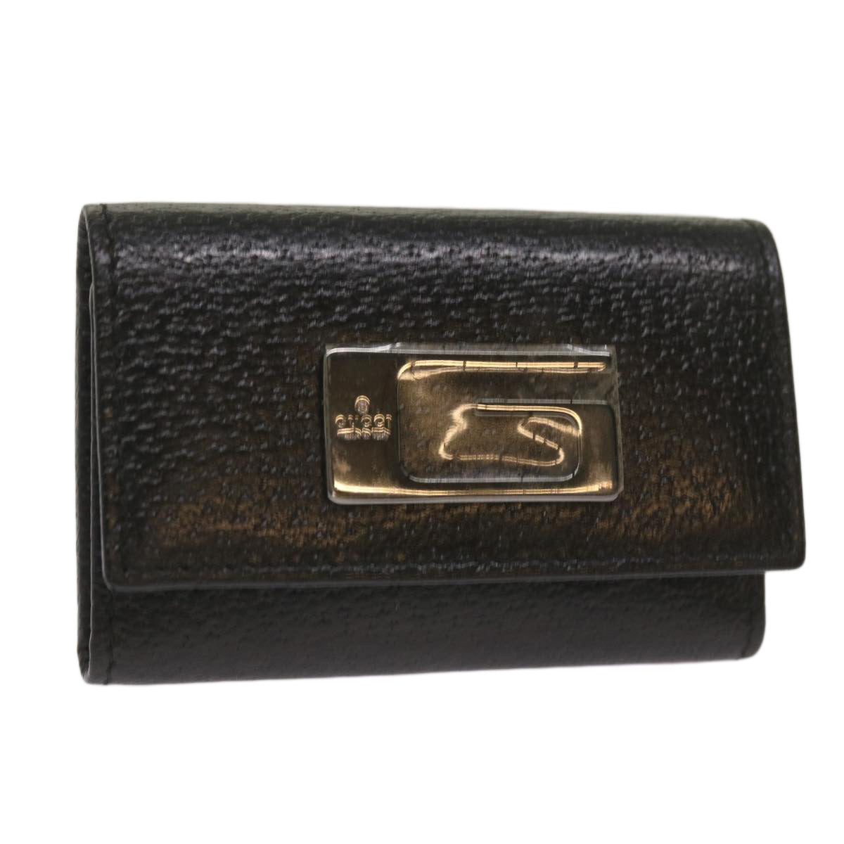 GUCCI Key Case Leather Black Auth bs11936