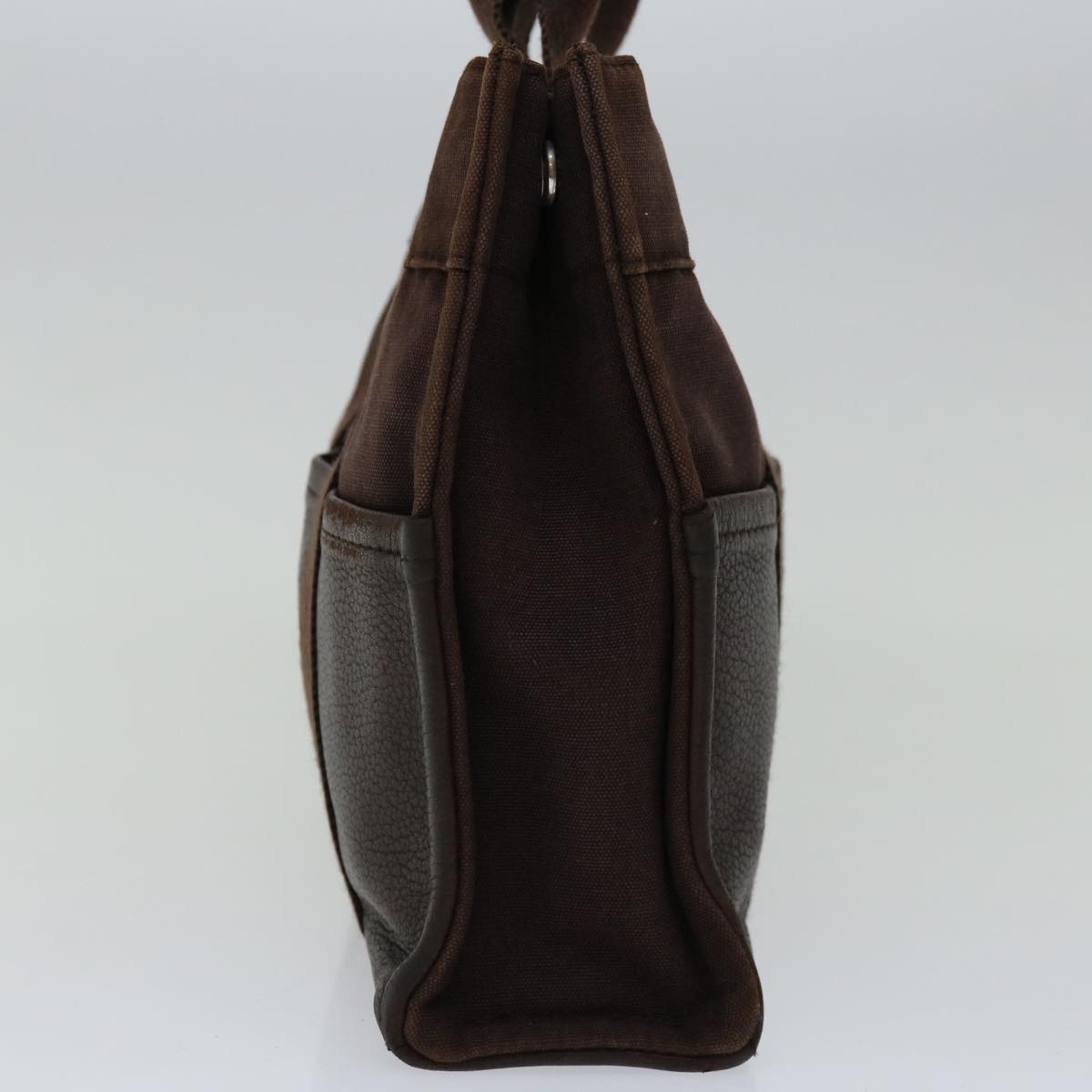 HERMES Fourre Tout PM Hand Bag Canvas Leather Brown Auth bs12005