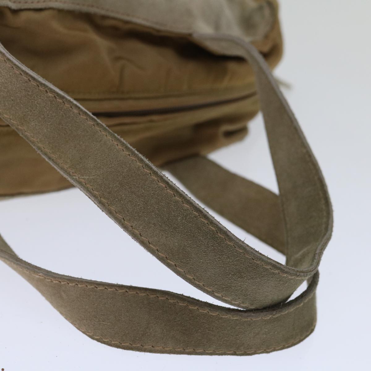 PRADA Hand Bag Suede Beige Auth bs12252