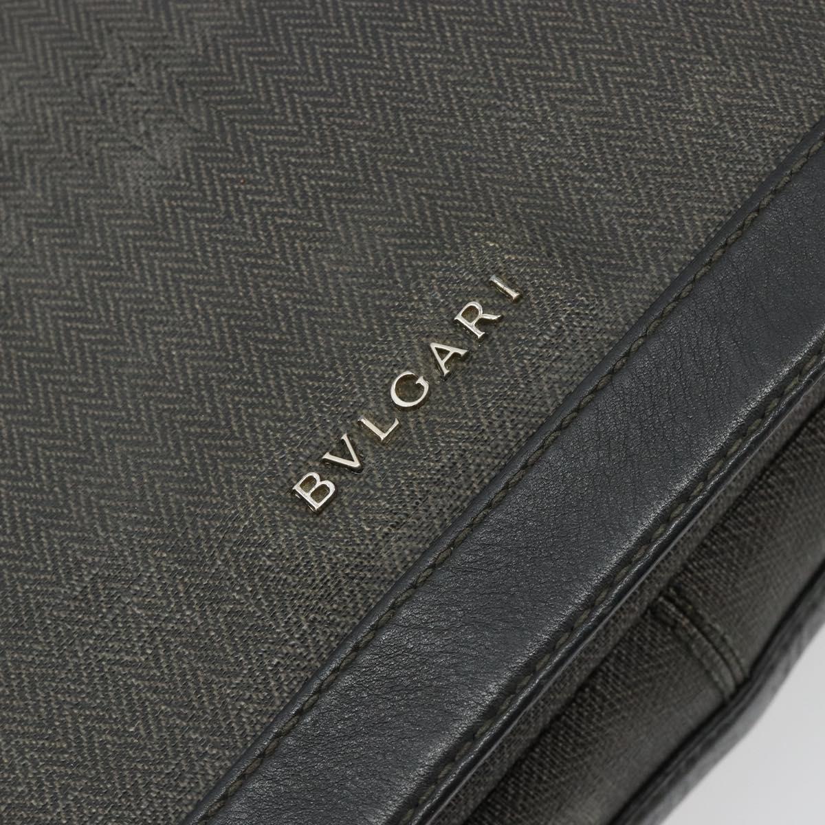 BVLGARI Shoulder Bag PVC Canvas Black Auth bs12281