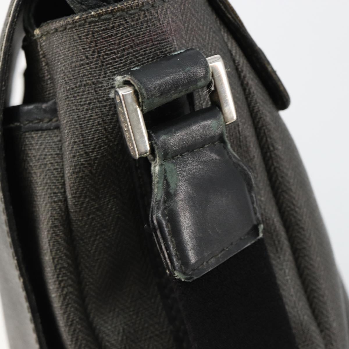 BVLGARI Shoulder Bag PVC Canvas Black Auth bs12281