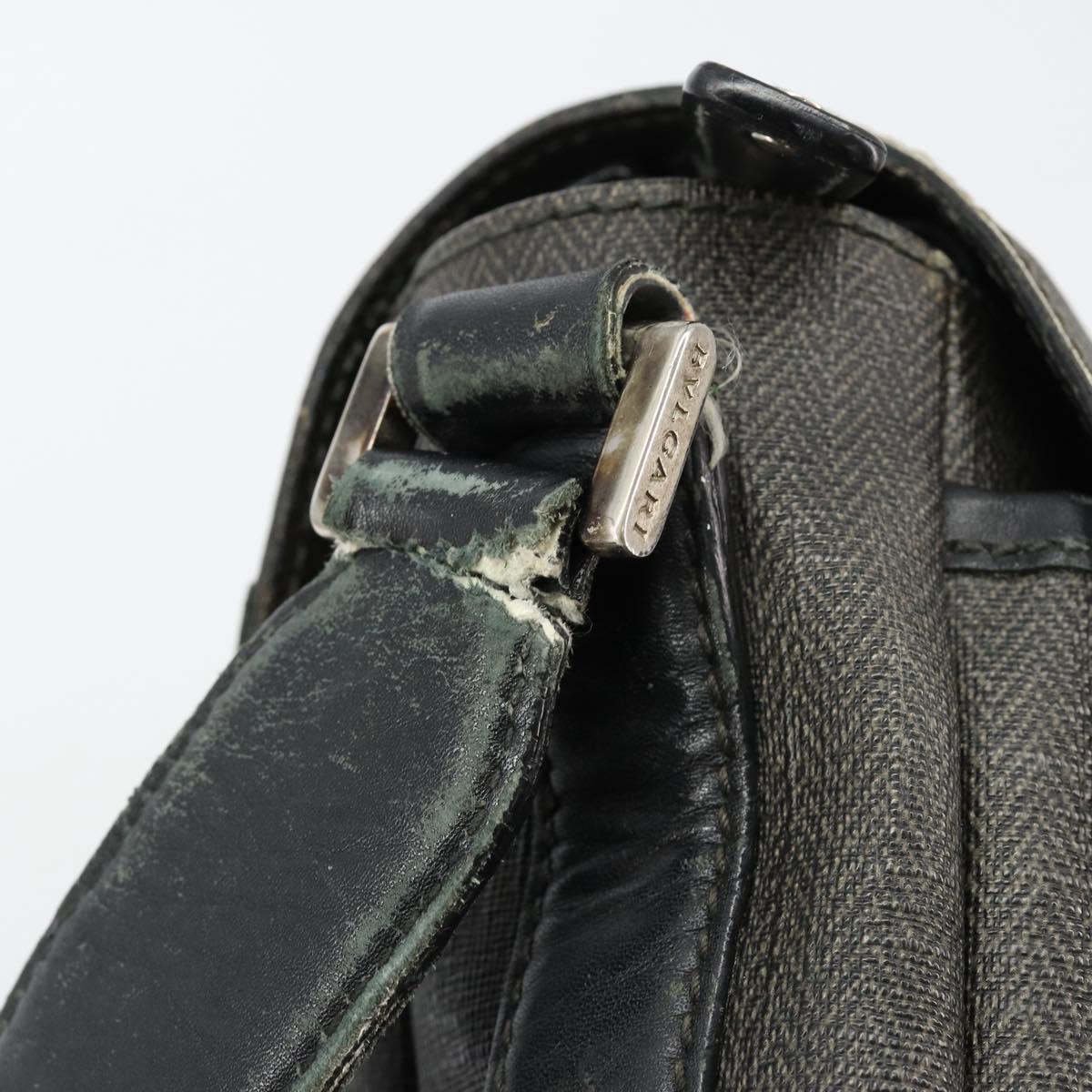 BVLGARI Shoulder Bag PVC Canvas Black Auth bs12281