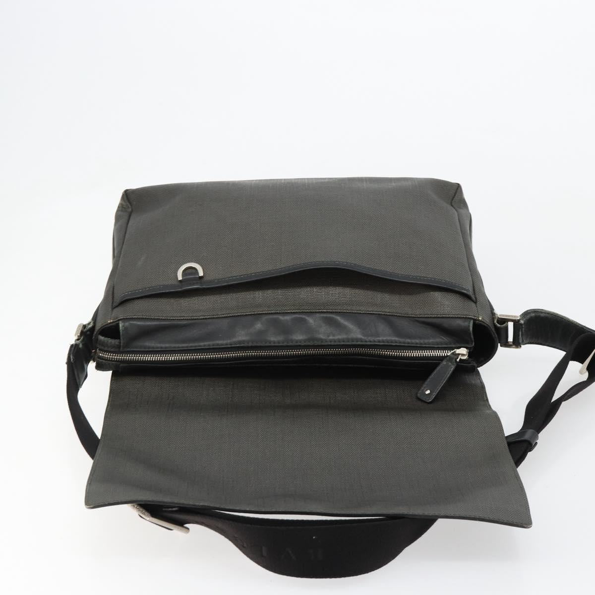 BVLGARI Shoulder Bag PVC Canvas Black Auth bs12281