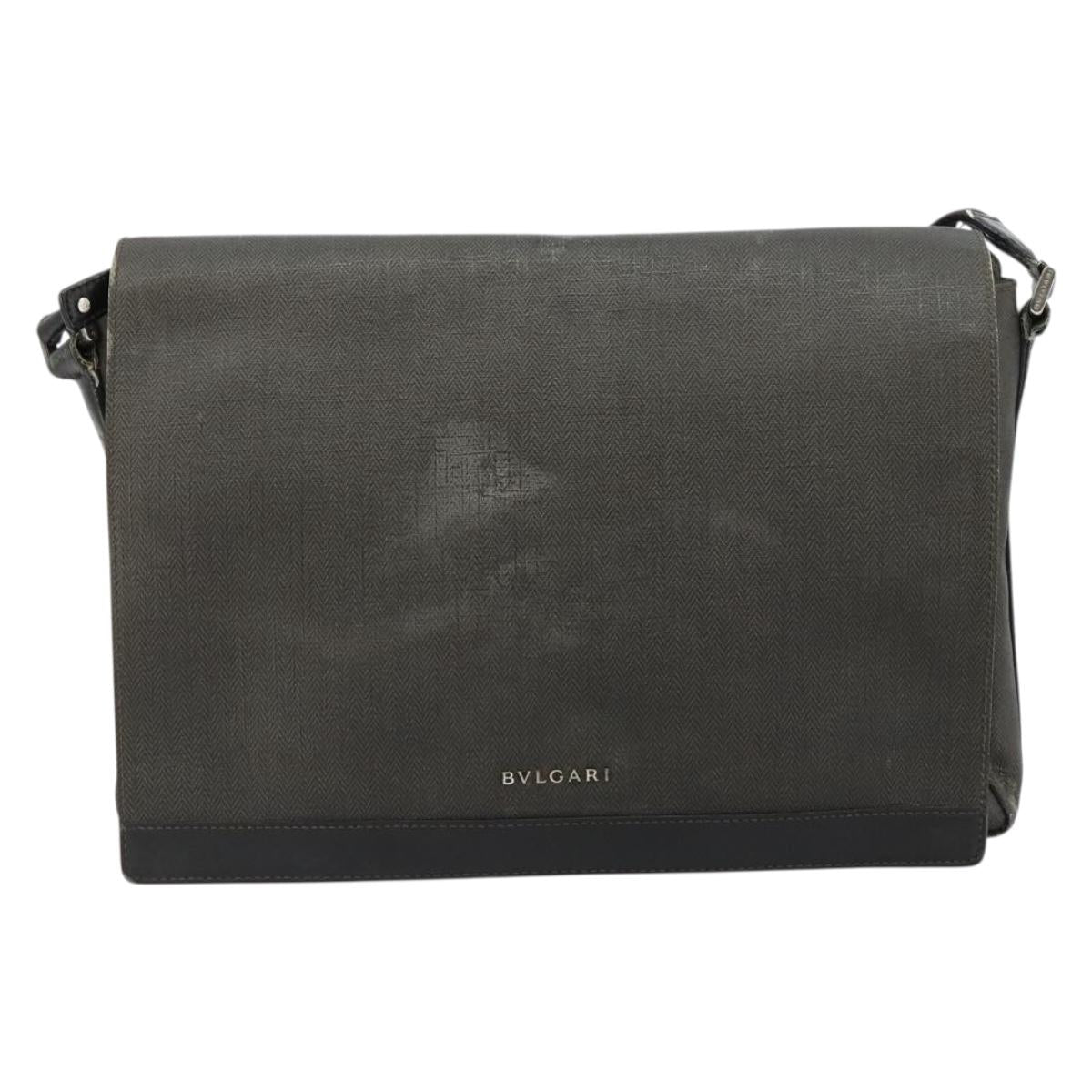 BVLGARI Shoulder Bag PVC Canvas Black Auth bs12281