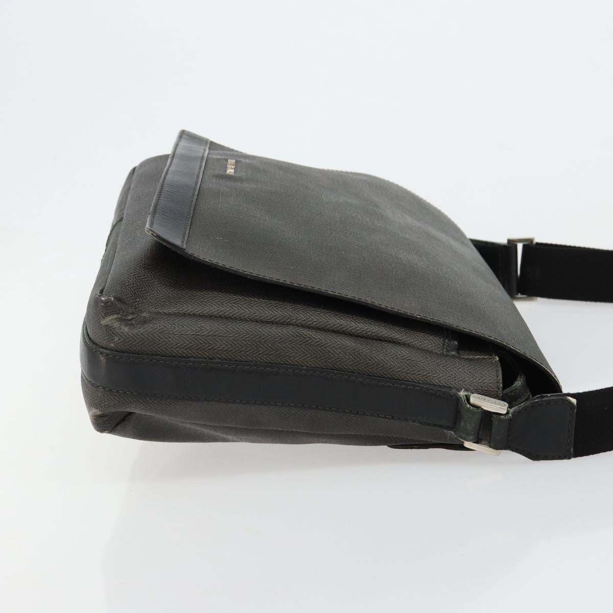 BVLGARI Shoulder Bag PVC Canvas Black Auth bs12281