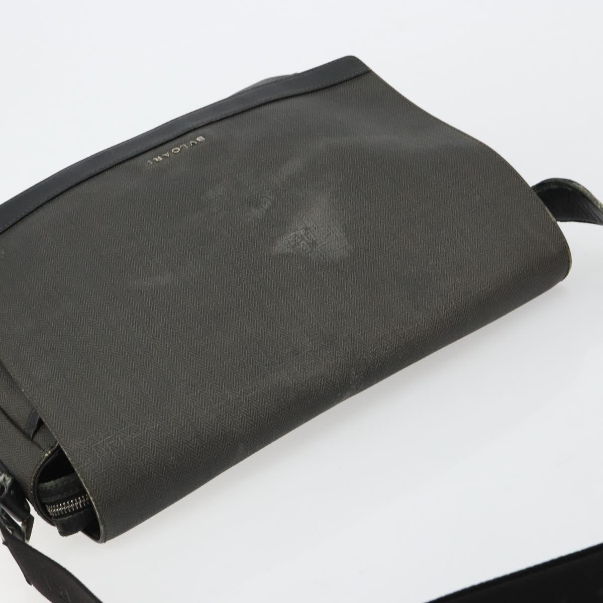 BVLGARI Shoulder Bag PVC Canvas Black Auth bs12281