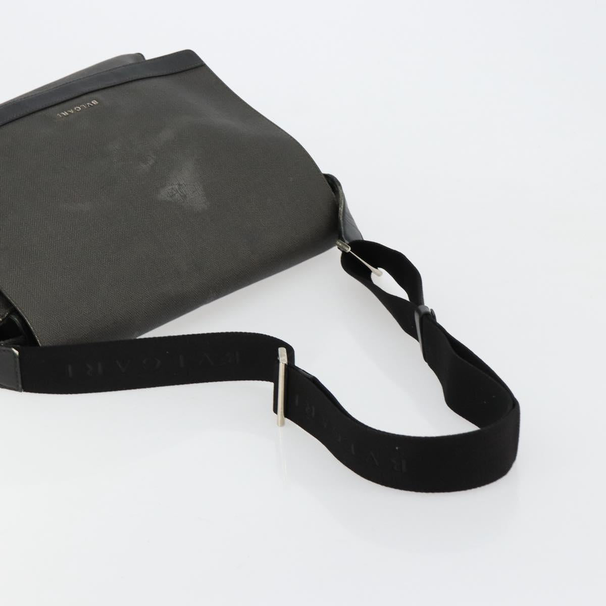 BVLGARI Shoulder Bag PVC Canvas Black Auth bs12281